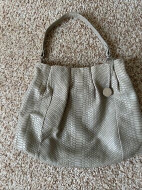 Furla Light Taupe Snakeskin-Embossed Shoulder Bag